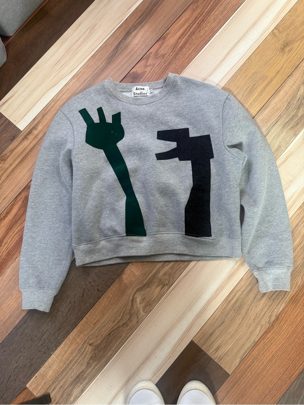 Acne Studios Gray Sweatshirt with Green and Black Graphic